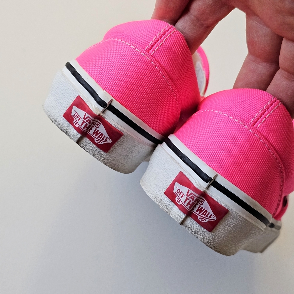 Vans Classic Slip-On Neon Pink Canvas Sneakers Women’s 6.5 Skate Casual - Picture 3 of 10